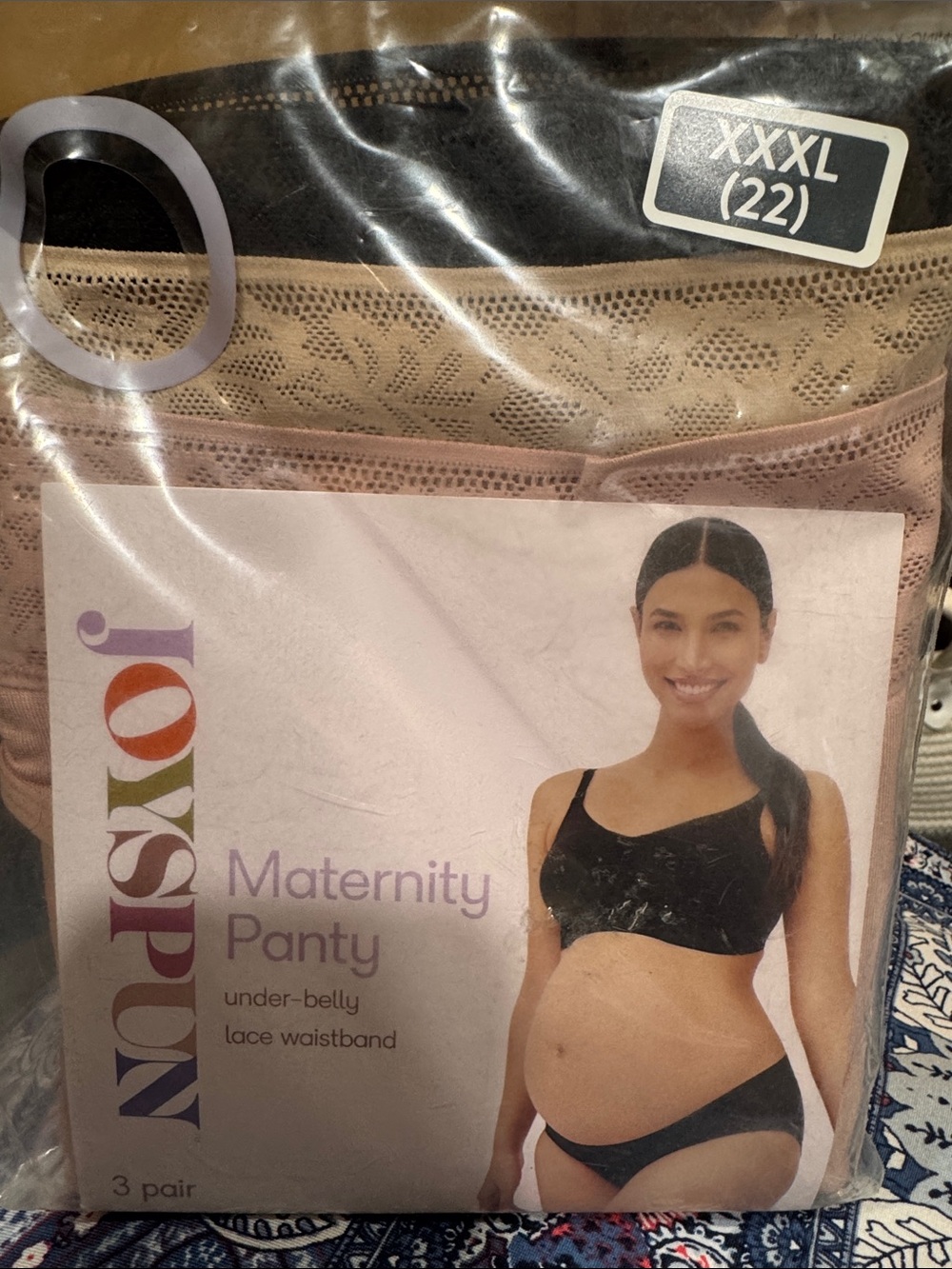Joyspun Maternity Panty 3-Pack - Black,Nude,Pink NWT